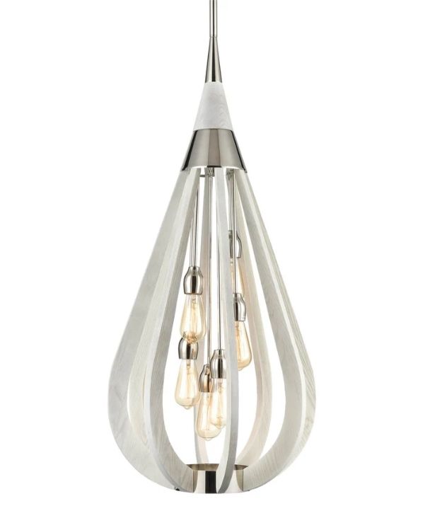 BONITO3: Rustic Large Winter Moss Wood Tear Drop Pendant Light