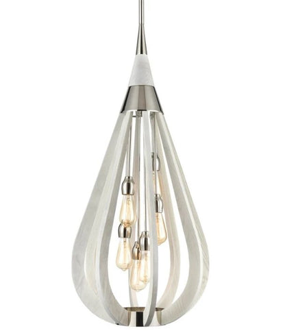 BONITO3: Rustic Large Winter Moss Wood Tear Drop Pendant Light