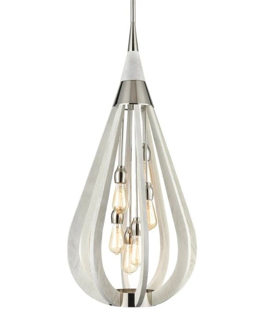 BONITO3: Rustic Large Winter Moss Wood Tear Drop Pendant Light
