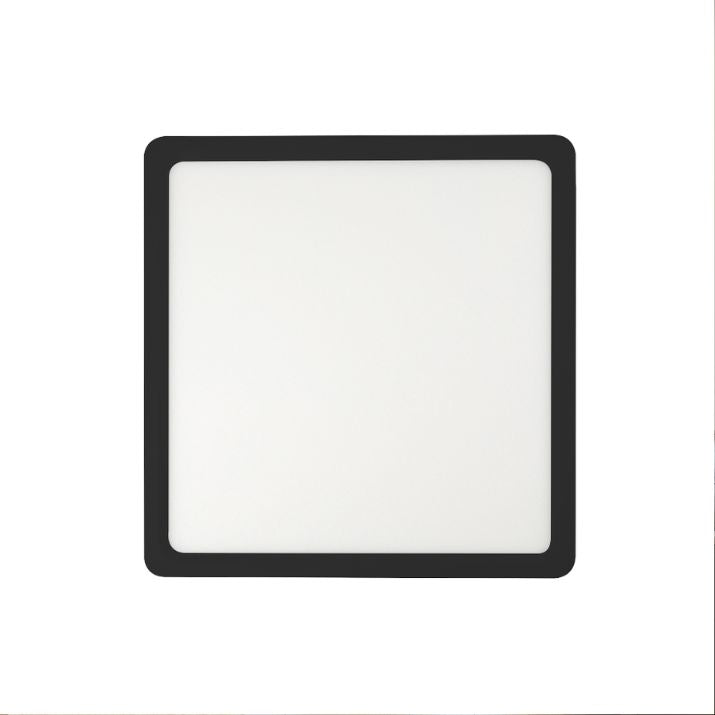 LUNOS 23CM 18W 3CCT Square LED Oyster Dimmable Ceiling Light - Black
