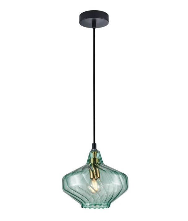 CAMPANA: Interior Wine Glass Shape Ribbed Pendant Lights - Green