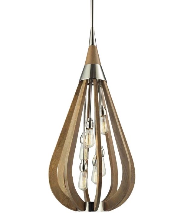 BONITO3: Rustic Large Taupe Tear Drop Pendant Light