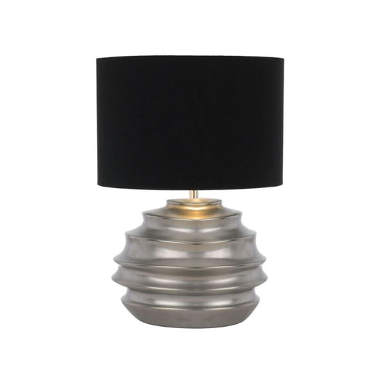 ARAS Ceramic Table Lamp - Silver/Black