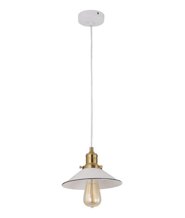 CEREMA: Interior Small White with Antique Brass & Black Highlight Coolie Pendant Light