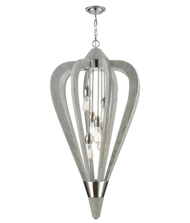 SENORITA: Rustic Large Winter Moss Wood Pendant Light