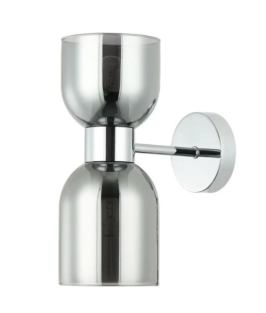 CLESSIDRA: Interior Mirror Finish Smokey Black Glass Ellipse Wall Light