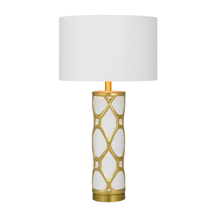 VILMA CERAMIC Table Lamp - Antique Gold/White