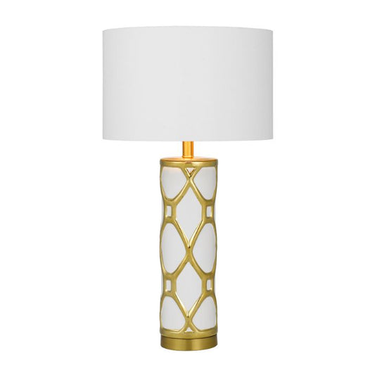 VILMA CERAMIC Table Lamp - Antique Gold/White