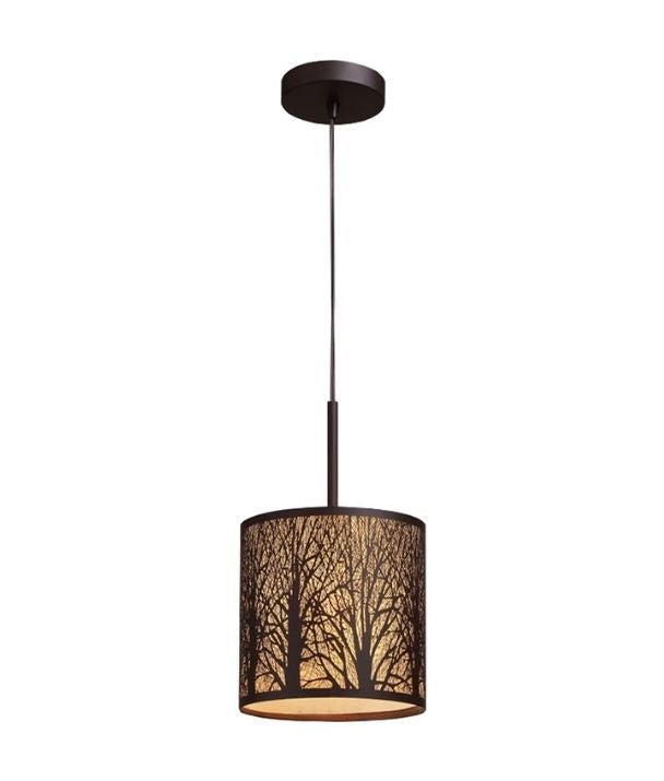 AUTUMN: Small Round Aged Bronze with Amber Lining Pendant Light