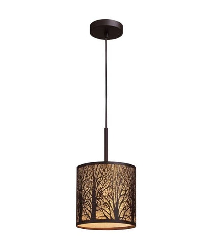 AUTUMN: Small Round Aged Bronze with Amber Lining Pendant Light