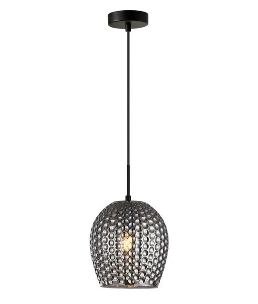 FOSSETTA: Interior Wine Glass Shape Dimpled Pendant Lights - Smokey Black