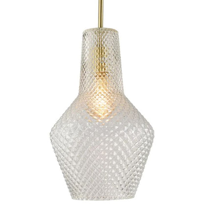 Calibo Avian Diamond Cut Glass 1 Light Pendant - Gold and Clear
