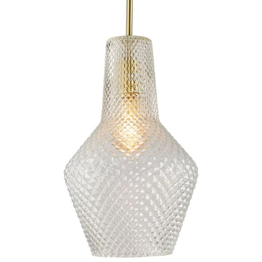 Calibo Avian Diamond Cut Glass 1 Light Pendant - Gold and Clear