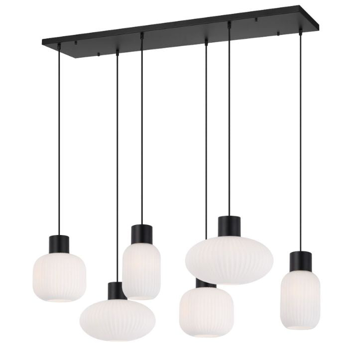 NORI 6 Pendant Light - Black/Opal Matt