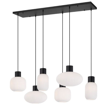 NORI 6 Pendant Light - Black/Opal Matt