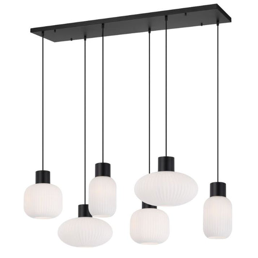 NORI 6 Pendant Light - Black/Opal Matt