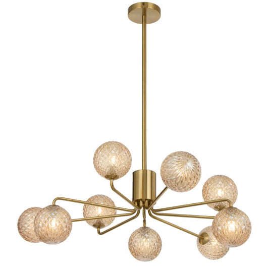 FELTON 9 Pendant Light - Antique Gold/Amber Tear