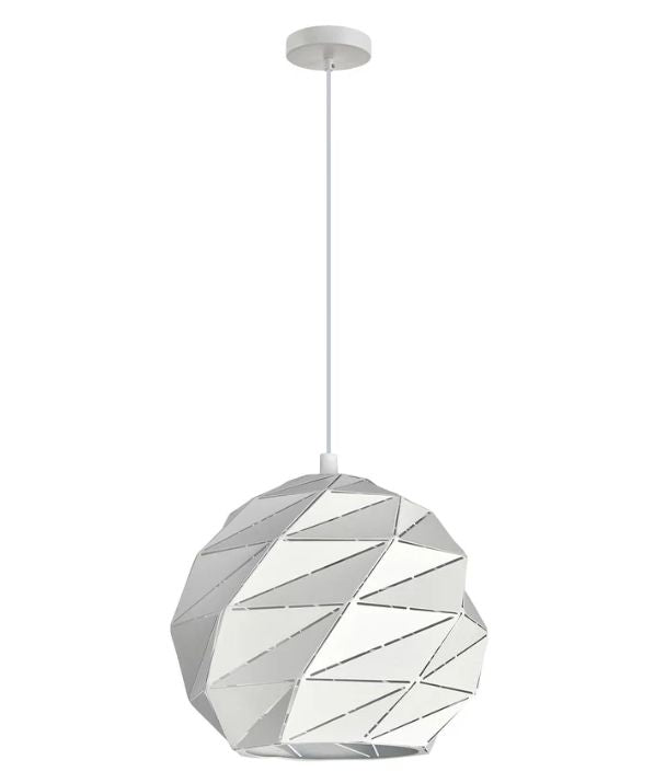 ORIGAMI: Interior Large Dome Carved Iron Origami Style Pendant Lights - White