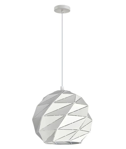 ORIGAMI: Interior Large Dome Carved Iron Origami Style Pendant Lights - White
