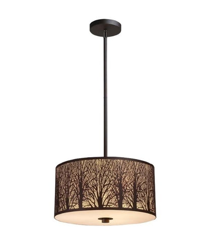 AUTUMN02: Large Drum Aged Bronze with Amber Lining Pendant Light
