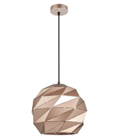 ORIGAMI: Interior Large Dome Carved Iron Origami Style Pendant Lights - Rose Gold
