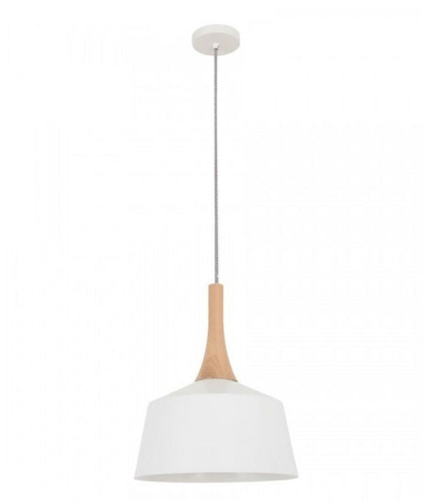 NORDIC1: Modern Scandinavian Small Dome Shape Steel & Wood Pendant Light - White