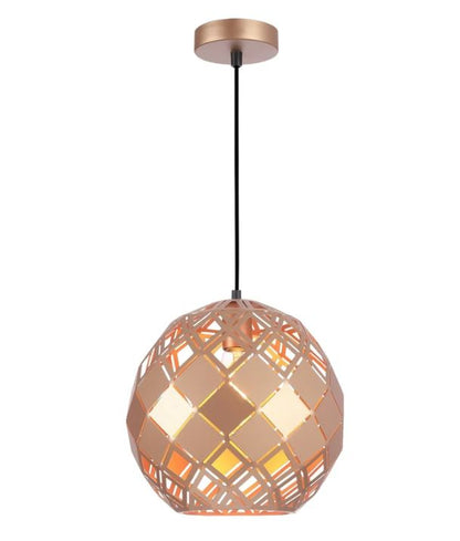 TUILE: Interior Large Embossed Tiled Iron Wine Glass Shape Pendant Lights - Champagne Gold