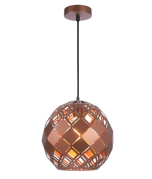 TUILE: Interior Large Embossed Tiled Iron Wine Glass Shape Pendant Lights - Coffee
