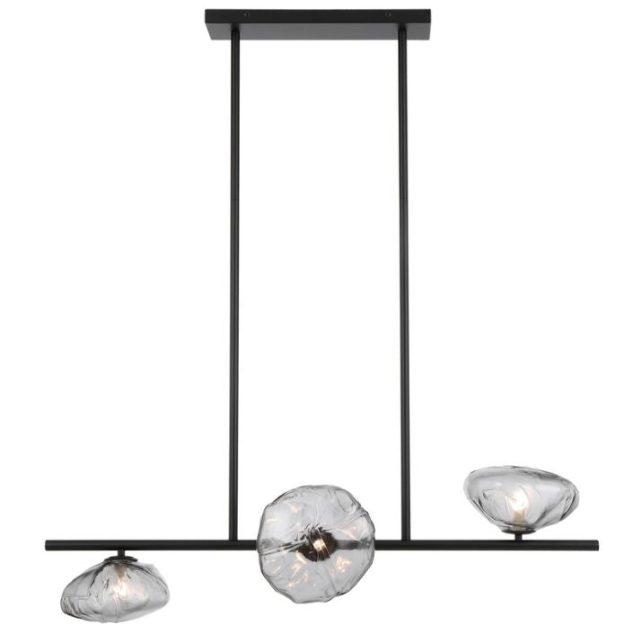 ZECCA 3 Linear Pendant Light - Black/Smoke
