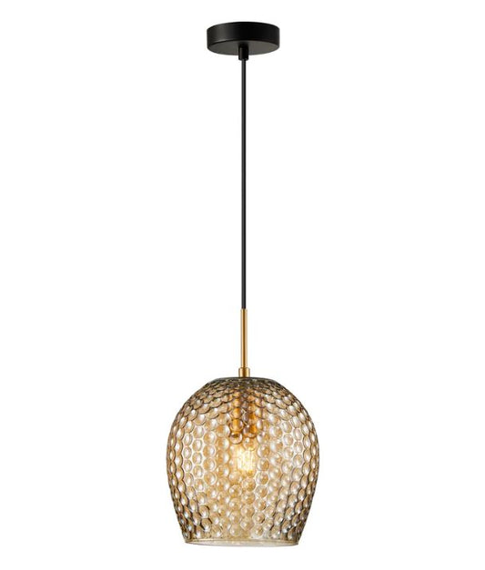 FOSSETTA: Interior Wine Glass Shape Dimpled Pendant Lights - Amber