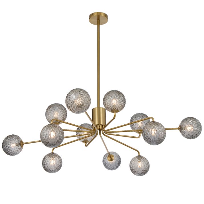 FELTON 12 Pendant Light - Antique Gold/Smoke Tear