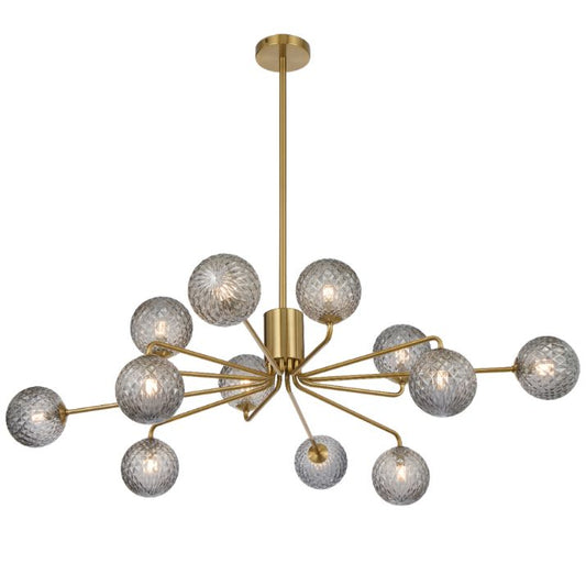 FELTON 12 Pendant Light - Antique Gold/Smoke Tear