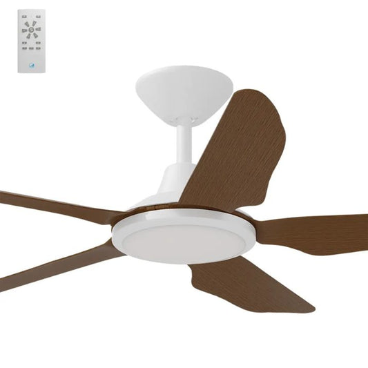 Calibo Storm 42" (1070mm) 5 Blade 18W Tricolour LED Light Indoor/Outdoor DC Ceiling Fan & Remote - White & Koa