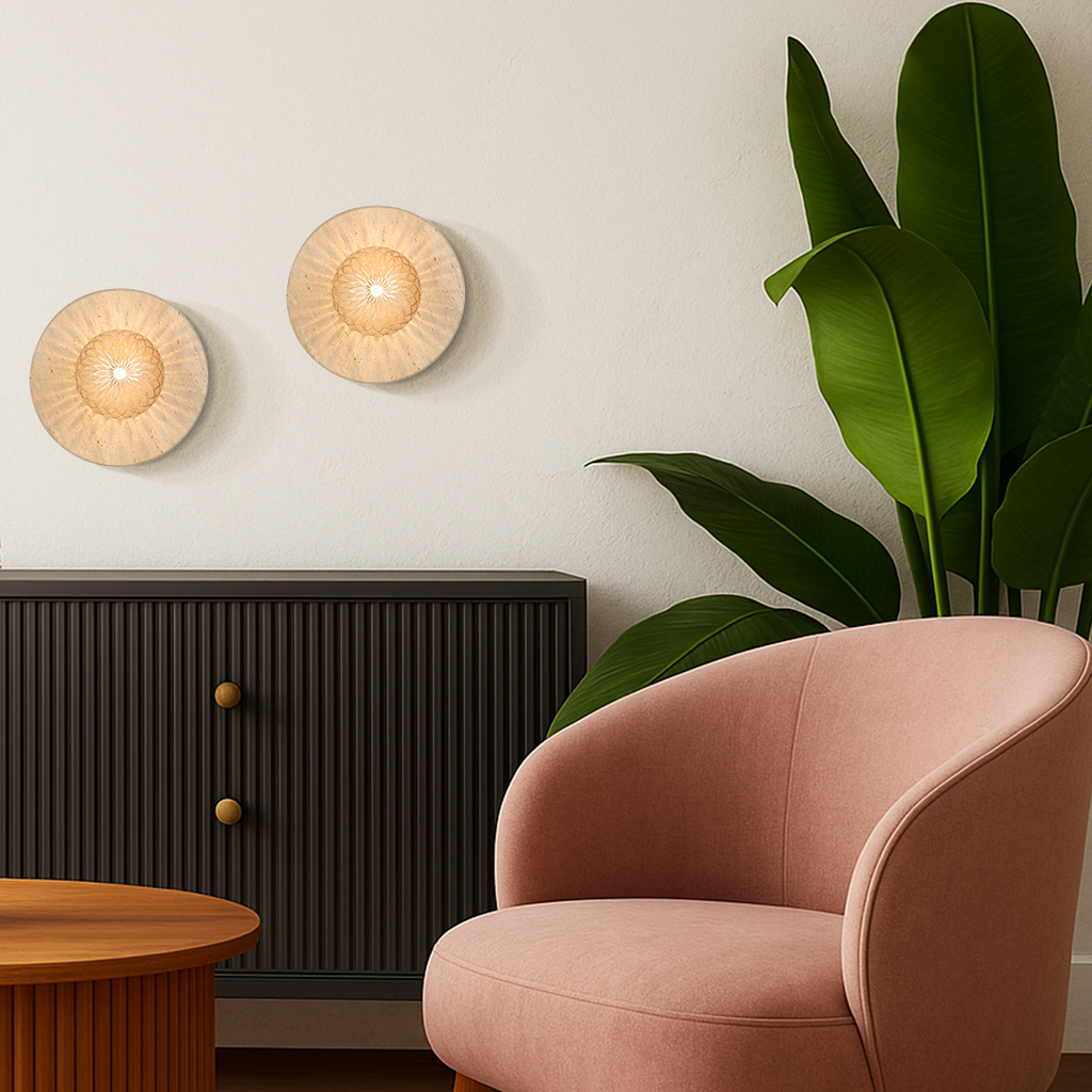 Varon Travertine Wall Light - Black | Smoke Tear