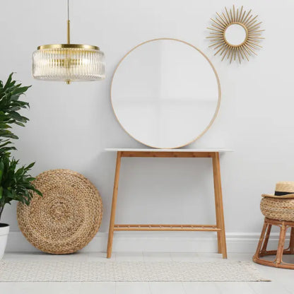 Calibo Whistler Ribbed Glass 3 Light Pendant - Gold and Clear