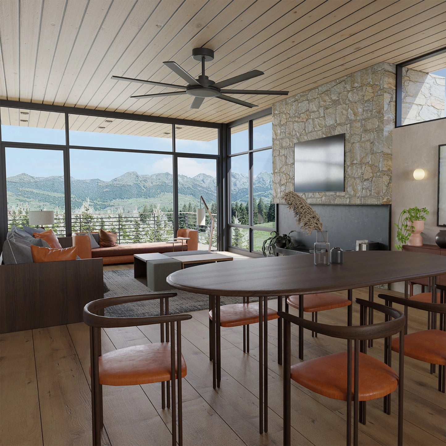 Calibo Alula 60" (1524mm) 7 Blade Indoor/Outdoor DC Ceiling Fan & Remote - Black