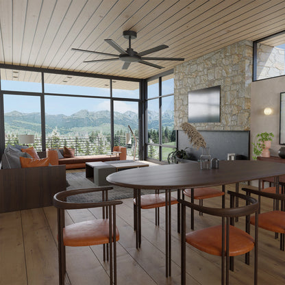 Calibo Alula 60" (1524mm) 7 Blade Indoor/Outdoor DC Ceiling Fan & Remote - Black