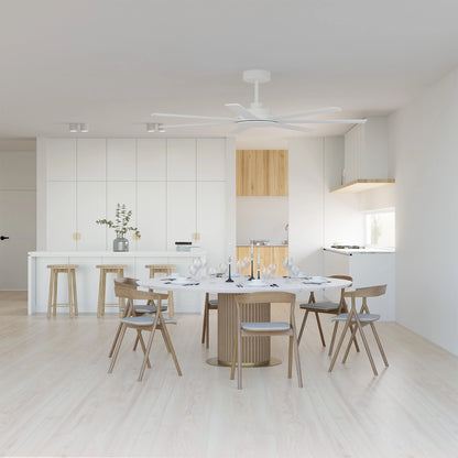 Calibo Alula 60" (1524mm) 7 Blade Indoor/Outdoor DC Ceiling Fan & Remote - White