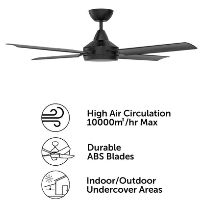 Brilliant Matt Black Cairns 48" DC Ceiling Fan- Black