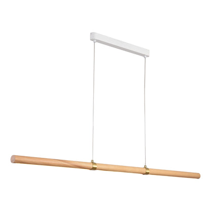 Calibo Aquila 1500mm Timber Tubular LED Linear Pendant with Brass Finish Collar - Ash with White