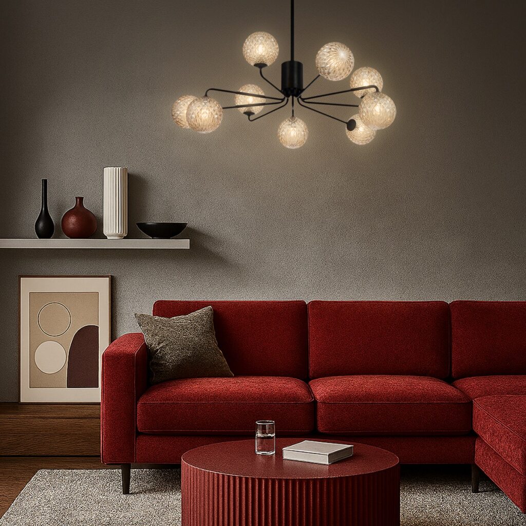 FELTON 9 Pendant Light - Black/Amber Tear