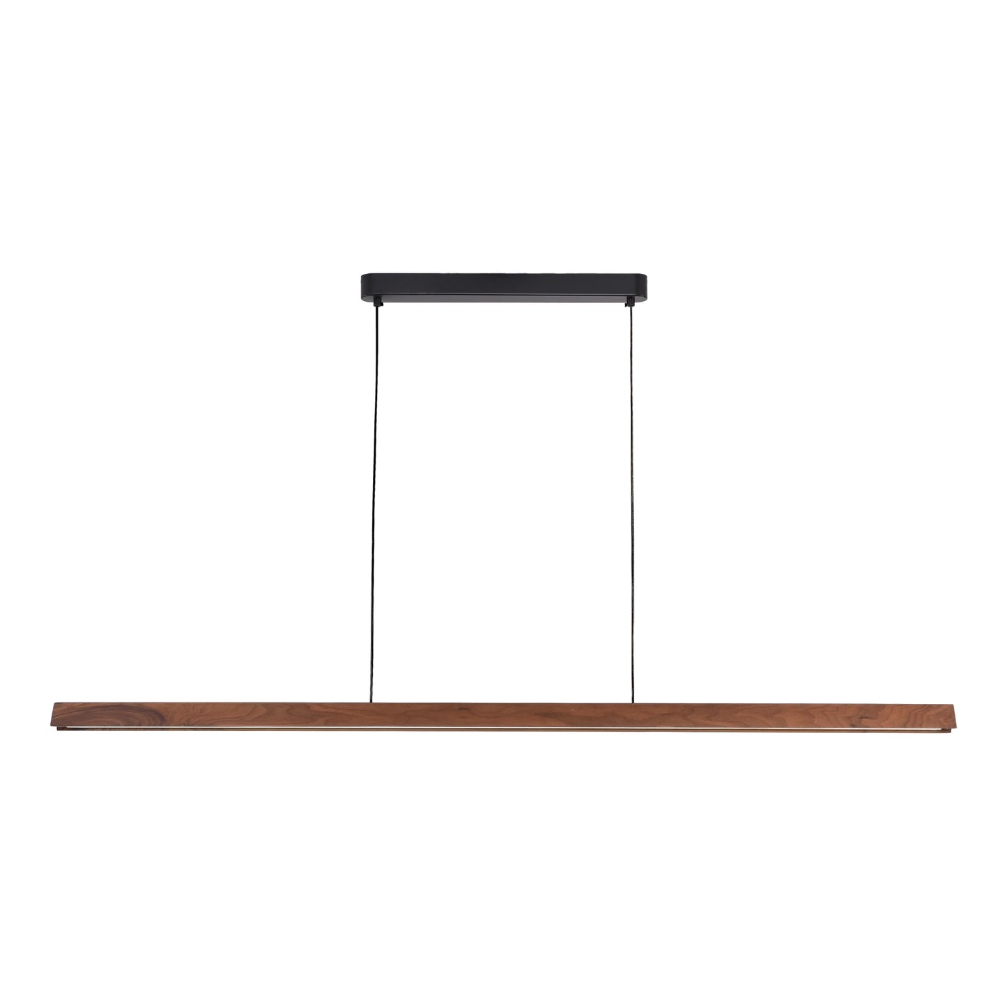 Calibo Avocent 1500mm Slim Timber Triangular Edge LED Linear Pendant - Walnut with Black