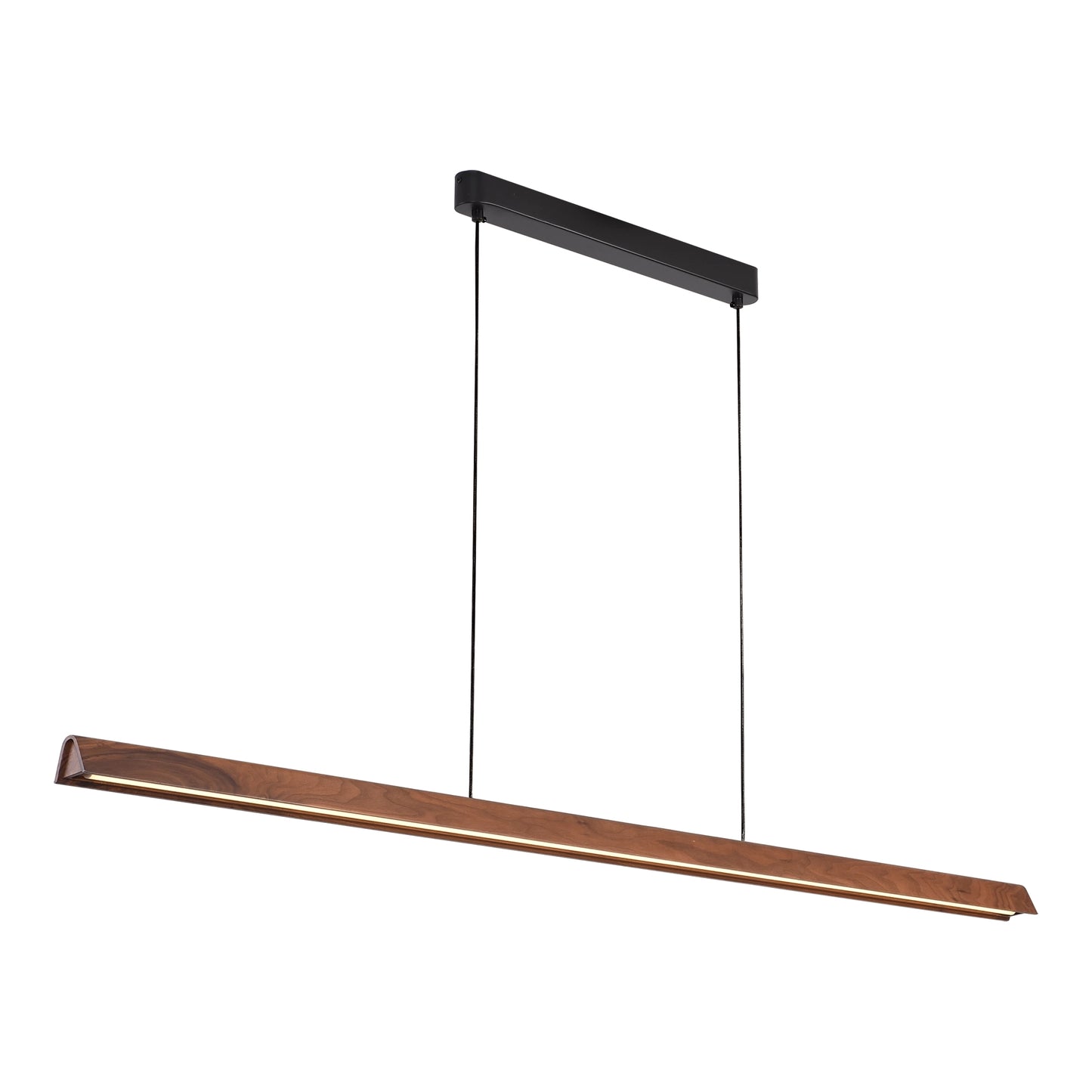 Calibo Avocent 2000mm Slim Timber Triangular Edge LED Linear Pendant - Walnut with Black