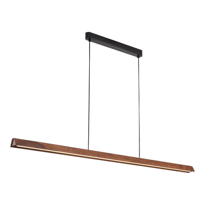 Calibo Avocent 2000mm Slim Timber Triangular Edge LED Linear Pendant - Walnut with Black
