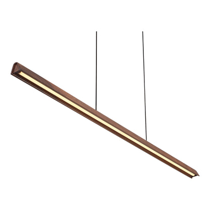 Calibo Avocent 2000mm Slim Timber Triangular Edge LED Linear Pendant - Walnut with Black