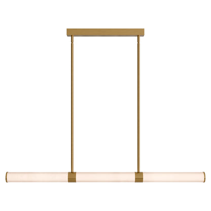 Calibo Bower Modern Alabaster Stone 1232mm Linear Pendant Light - Brass