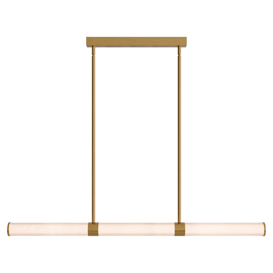 Calibo Bower Modern Alabaster Stone 1232mm Linear Pendant Light - Brass