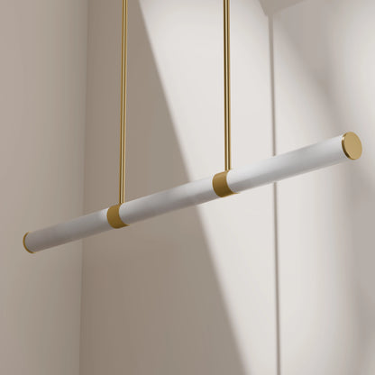 Calibo Bower Modern Alabaster Stone 1232mm Linear Pendant Light - Brass