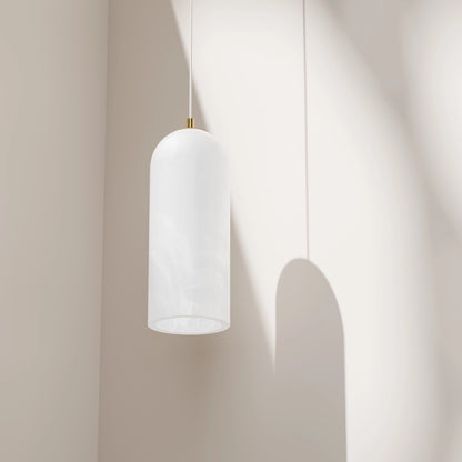 Calibo Bower Modern Alabaster Stone 1 Light Pendant Light - Brass