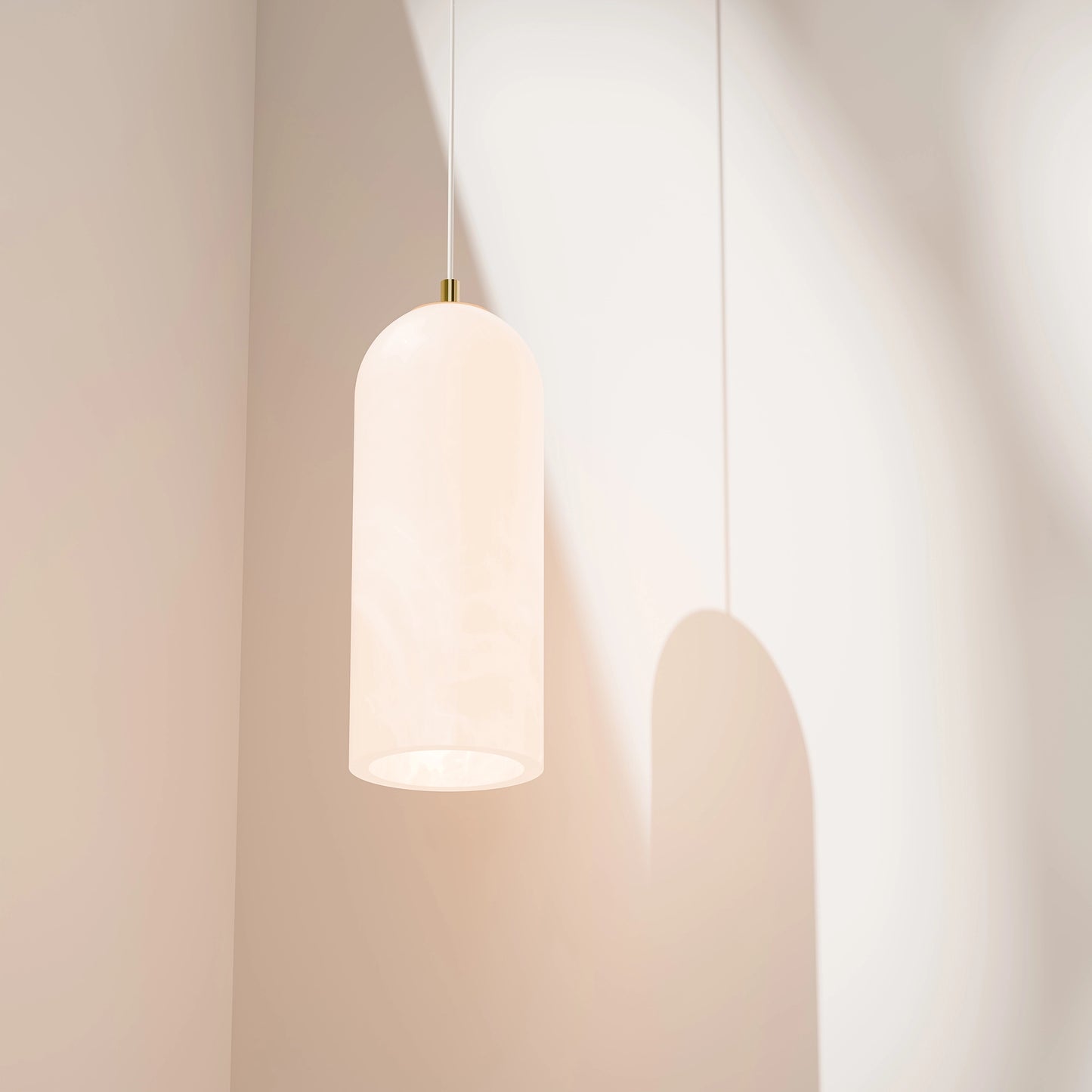 Calibo Bower Modern Alabaster Stone 1 Light Pendant Light - Brass